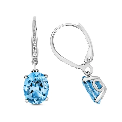 Diamond & OV Swiss Blue Topaz Drop Earrings